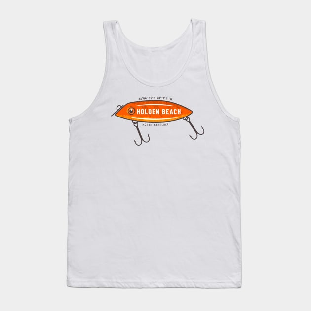 Holden Beach, North Carolina Summer Vacation Fishing Lure Tank Top by Contentarama